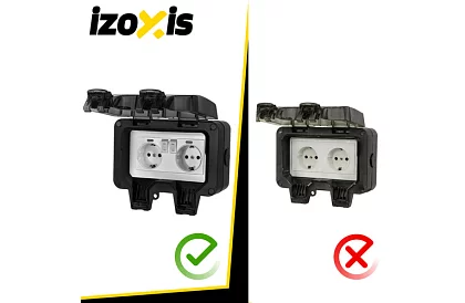 Vízálló kültéri dupla aljzat fedéllel - IP66, 230V, 16A