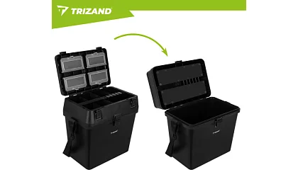 Horgász doboz 2 az 1-ben – 38 × 34 × 21 cm szervező és szék