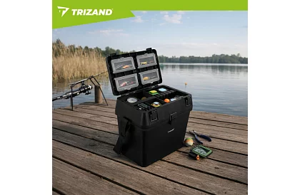 Horgász doboz 2 az 1-ben – 38 × 34 × 21 cm szervező és szék