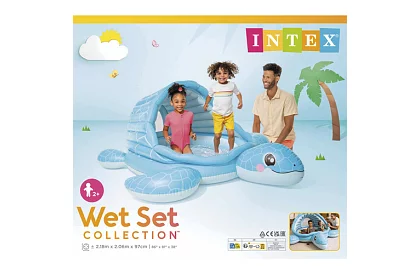 Felfújható medence napernyővel 218 × 206 × 97 cm Turtle Cove Playland, I48677NP