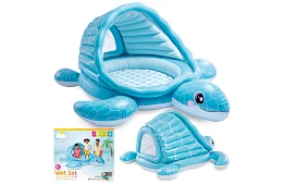 Felfújható medence napernyővel 218 × 206 × 97 cm Turtle Cove Playland, I48677NP