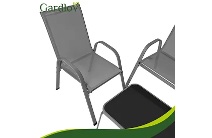 Kerti bútor kanapé, 2 fotel, asztal – szürke