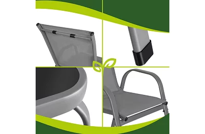 Kerti bútor kanapé, 2 fotel, asztal – szürke