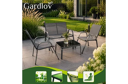 Kerti bútor kanapé, 2 fotel, asztal – szürke