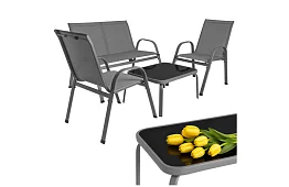 Kerti bútor kanapé, 2 fotel, asztal – szürke