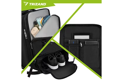 Utazási kézipoggyász 40 × 20 × 25 cm – fekete hátizsák USB-vel