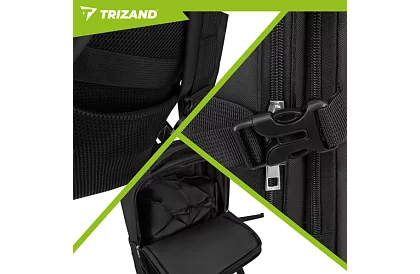 Utazási kézipoggyász 40 × 20 × 25 cm – fekete hátizsák USB-vel