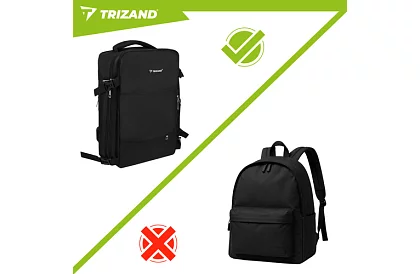 Utazási kézipoggyász 40 × 20 × 25 cm – fekete hátizsák USB-vel