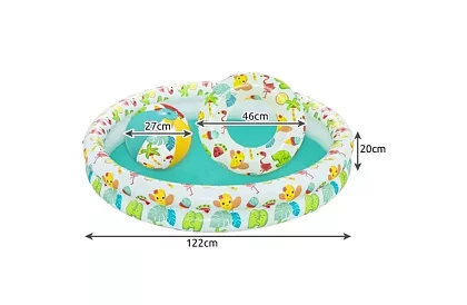 Felfújható medence 3 az 1-ben + gyűrű és labda – B51124