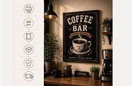 Coffee bar - kép - Retro kávézó tábla 07