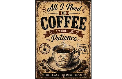 Need coffee - kép - Kávé és türelem retró stílusban 10