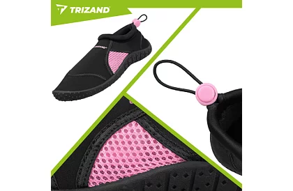 Vízis cipők – csúszásgátló 5 mm, gyorsan száradó – fekete-rózsaszín, 36-os méret