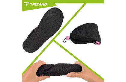 Vízis cipők – csúszásgátló 5 mm, gyorsan száradó – fekete-rózsaszín, 36-os méret