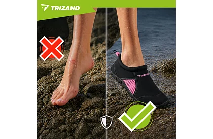 Vízis cipők – csúszásgátló 5 mm, gyorsan száradó – fekete-rózsaszín, 36-os méret