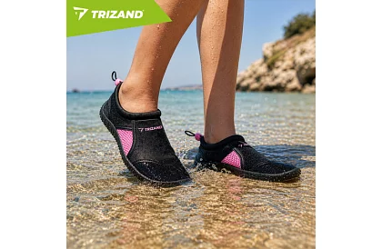 Vízis cipők – csúszásgátló 5 mm, gyorsan száradó – fekete-rózsaszín, 36-os méret