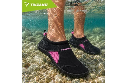 Vízis cipők – csúszásgátló 5 mm, gyorsan száradó – fekete-rózsaszín, 36-os méret