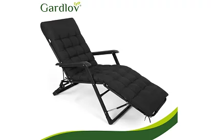 Töltött párna kerti székekhez 180 × 56 × 9 cm – fekete