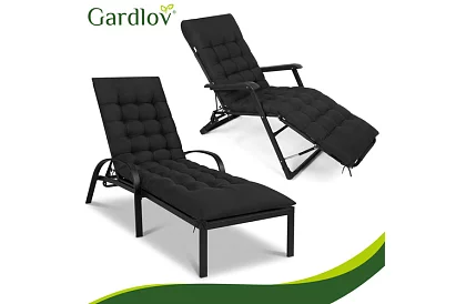 Töltött párna kerti székekhez 180 × 56 × 9 cm – fekete