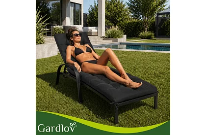 Töltött párna kerti székekhez 180 × 56 × 9 cm – fekete