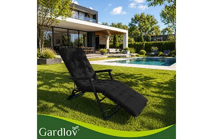 Töltött párna kerti székekhez 180 × 56 × 9 cm – fekete