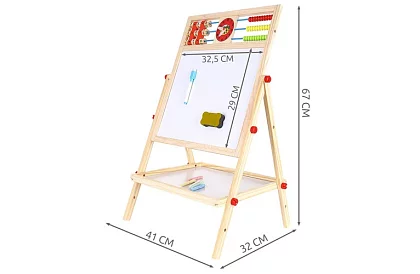 Kétoldalas fa tábla gyerekeknek 6 az 1-ben + tartozékok