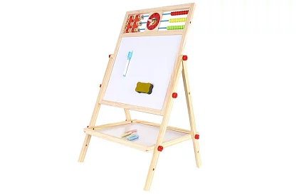 Kétoldalas fa tábla gyerekeknek 6 az 1-ben + tartozékok