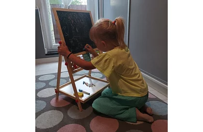 Kétoldalas fa tábla gyerekeknek 6 az 1-ben + tartozékok