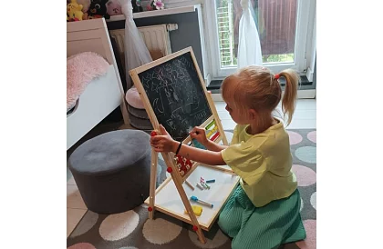 Kétoldalas fa tábla gyerekeknek 6 az 1-ben + tartozékok