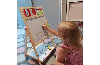 Kétoldalas fa tábla gyerekeknek 6 az 1-ben + tartozékok