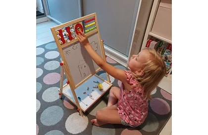 Kétoldalas fa tábla gyerekeknek 6 az 1-ben + tartozékok