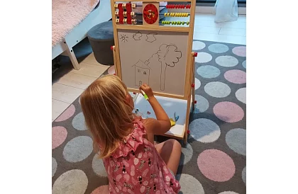 Kétoldalas fa tábla gyerekeknek 6 az 1-ben + tartozékok