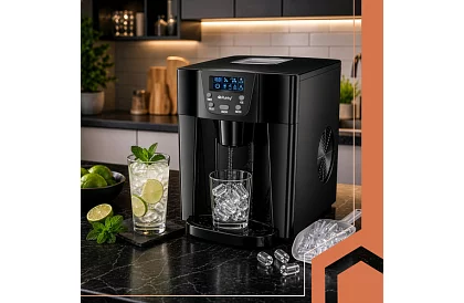 Házi jégkocka készítő LCD-vel – kompresszoros 12 kg/24 óra – fekete