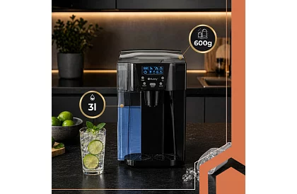 Házi jégkocka készítő LCD-vel – kompresszoros 12 kg/24 óra – fekete