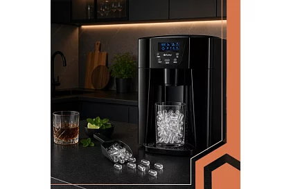 Házi jégkocka készítő LCD-vel – kompresszoros 12 kg/24 óra – fekete
