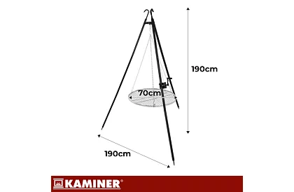 Háromlábú grill rács 70 cm – felfüggeszthető kerti grill tűzrakóhelyre
