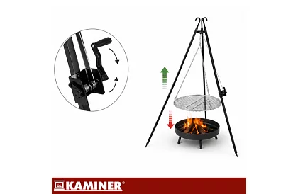 Háromlábú grill rács 70 cm – felfüggeszthető kerti grill tűzrakóhelyre