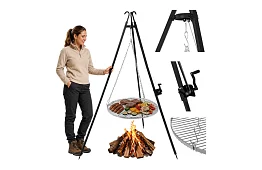 Háromlábú grill rács 70 cm – felfüggeszthető kerti grill tűzrakóhelyre