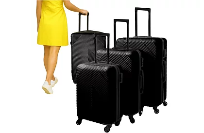 Szett 3 utazási bőrönd kerekeken 39 l, 70 l, 99 l – Fekete