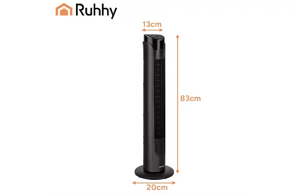 Osztályos oszcilláló ventilátor 83 cm, 45 W – fekete + távirányító