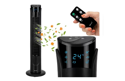 Osztályos oszcilláló ventilátor 83 cm, 45 W – fekete + távirányító