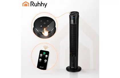 Osztályos oszcilláló ventilátor 83 cm, 45 W – fekete + távirányító