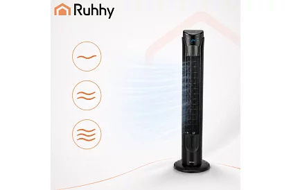 Osztályos oszcilláló ventilátor 83 cm, 45 W – fekete + távirányító