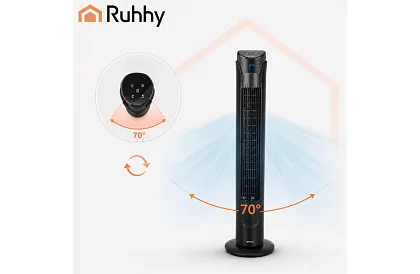 Osztályos oszcilláló ventilátor 83 cm, 45 W – fekete + távirányító