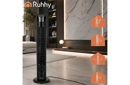 Osztályos oszcilláló ventilátor 83 cm, 45 W – fekete + távirányító