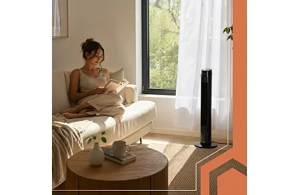 Osztályos oszcilláló ventilátor 83 cm, 45 W – fekete + távirányító