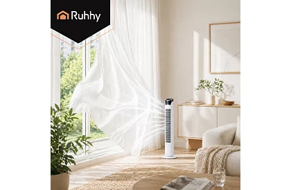 Osztályos oszcilláló ventilátor 83 cm, 45 W – fehér + távirányító