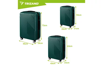 Szett 3 utazási bőrönd kerekekkel 39 l, 70 l, 99 l – zöld