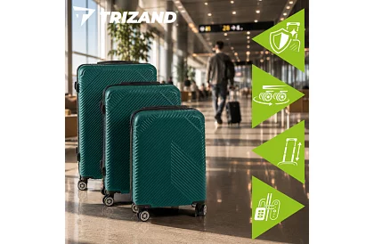 Szett 3 utazási bőrönd kerekekkel 39 l, 70 l, 99 l – zöld