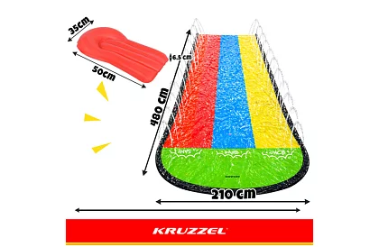 Hármas vízesés csúszda vízpermettel 480 cm + 3 jármű