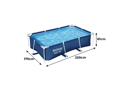 Téglalap alakú keretes medence 259 × 170 × 61 cm - Steel Pro B56403